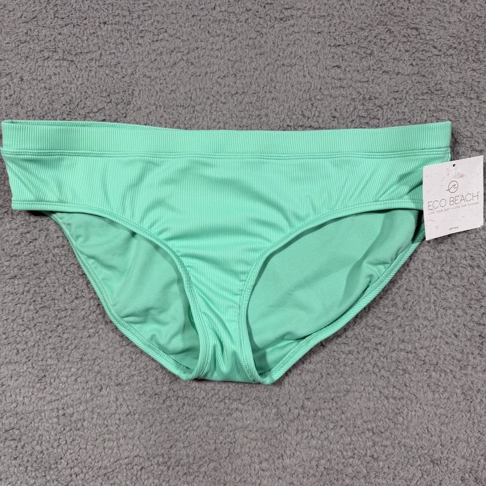 Women's Eco Beach Rib Hipster Bikini Swim Bottom Teal XL UPF 50+ NWT